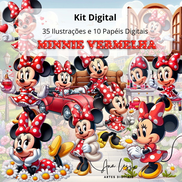Kit Digital Minnie Vermelha