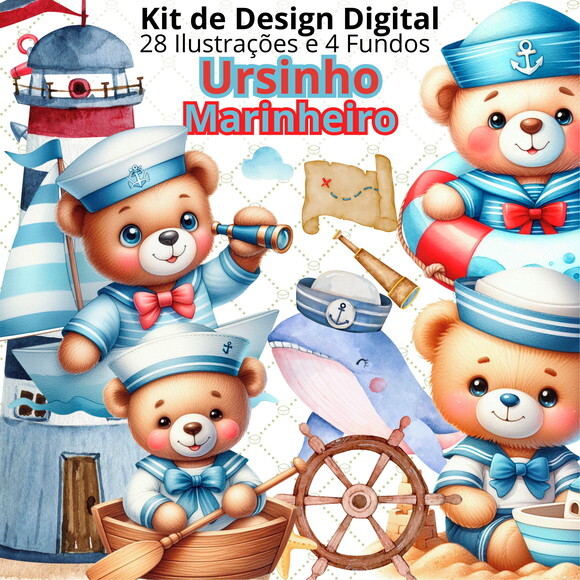 Kit Digital Ursinho Marinheiro