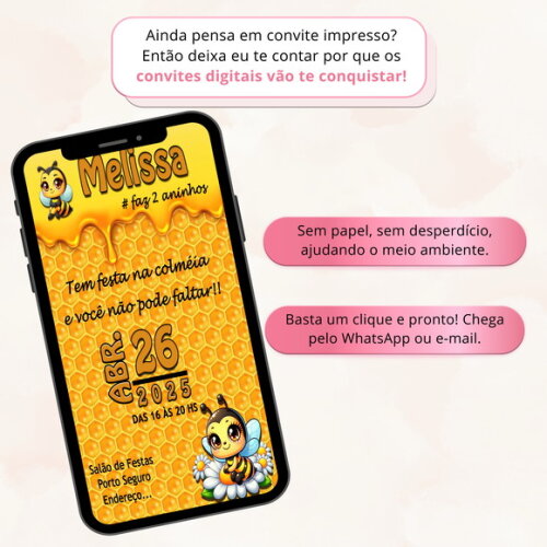 Convite Digital Abelhinha