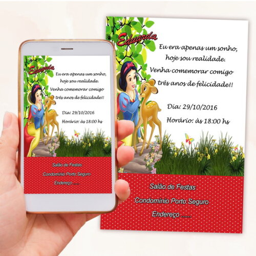 Convite Digital Branca de Neve