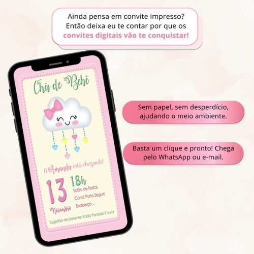 Convite Digital Chá de Bebê Chuva de Amor