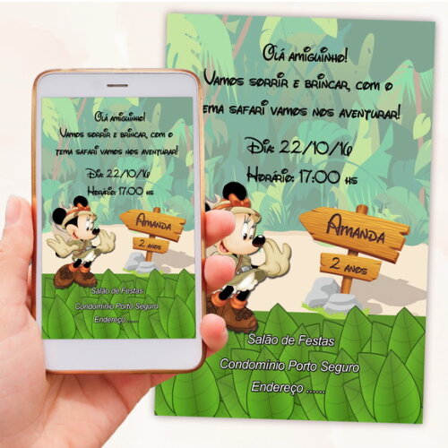 Convite Digital Safari da Minnie