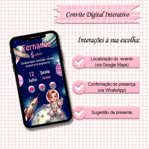 Convite Interativo Astronauta