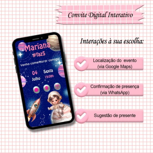 Convite Interativo Astronauta