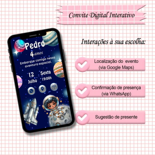 Convite Interativo Astronauta