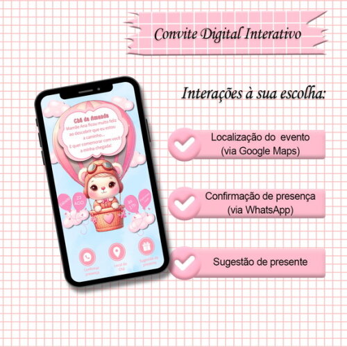 Convite Interativo Chá de Bebê Menina