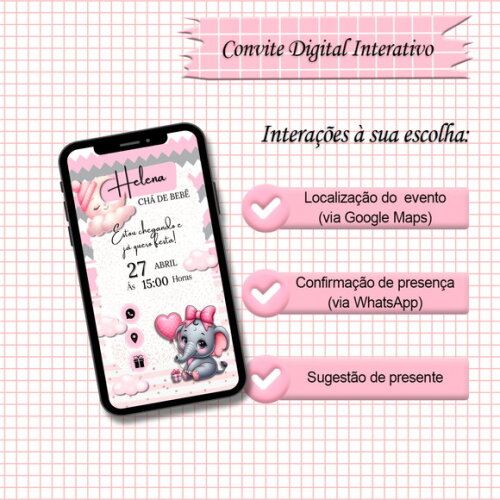 Convite Interativo Chá de Bebê Menina