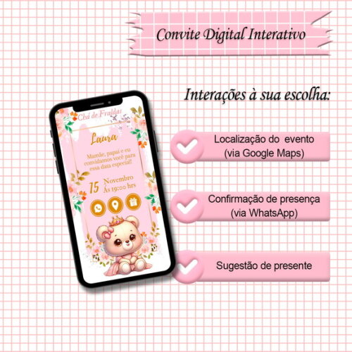 Convite Interativo Chá de Bebê Menina
