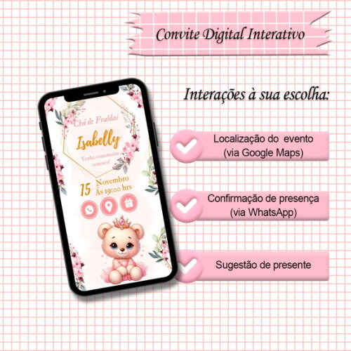 Convite Interativo Chá de Bebê Menina