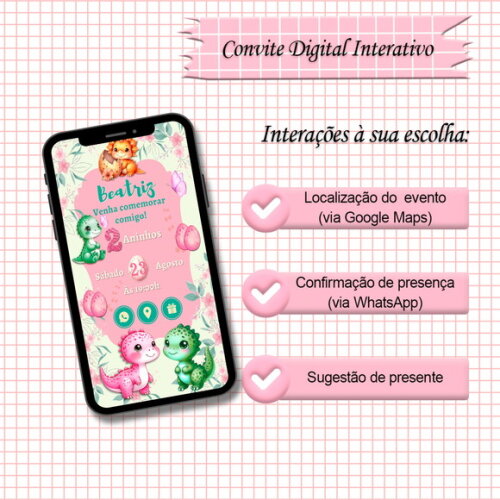 Convite Interativo Dinossauro Baby