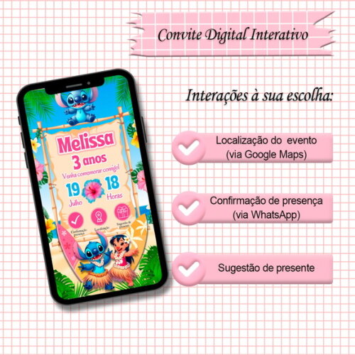 Convite Interativo Lilo e Stitch