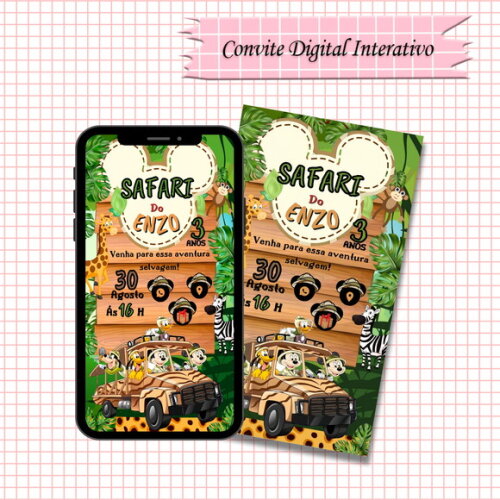 Convite Interativo Mickey Safari