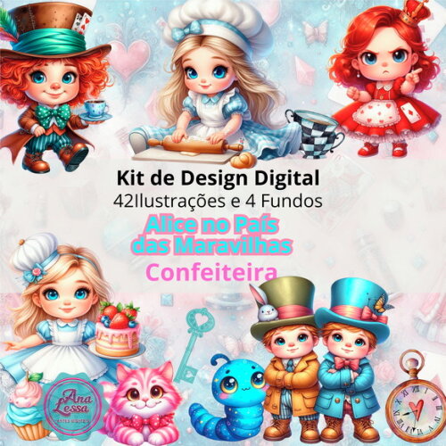 Kit Digital Alice no País das Maravilhas Confeitaria