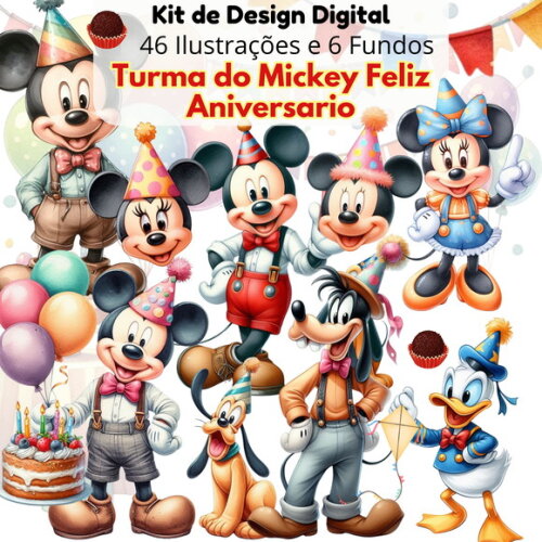 Kit Digital Feliz Aniversário Mickey