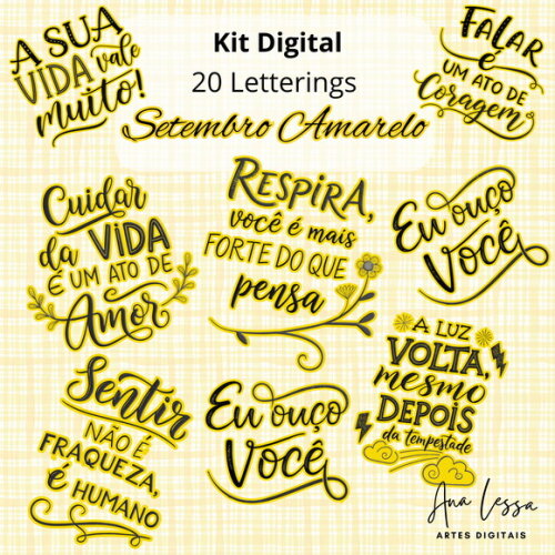 Kit Digital Letterings Setembro Amarelo