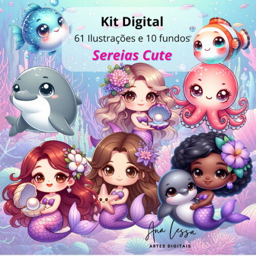 Kit Digital Sereias Cute