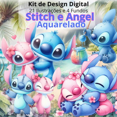 Kit Digital Stitch e Angel Aquarelado
