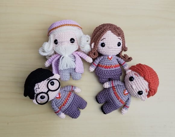Coleção Harry Potter com 4 Personagens Amigurumi