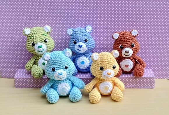 Combo com 9 Ursinhos Carinhosos Amigurumi