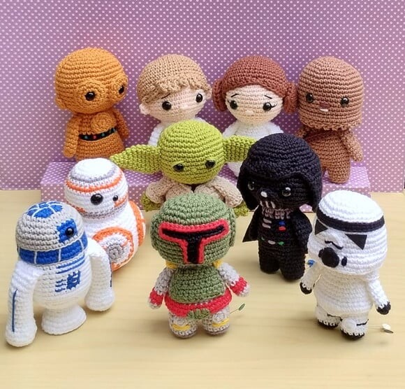 Combo Mini Star Wars com 10 Personagens Amigurumi