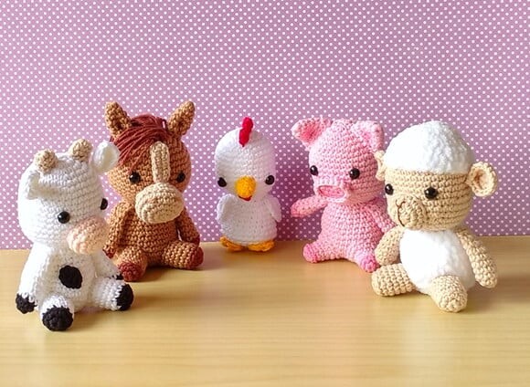 Fazendinha Mini com 5 Amigurumi