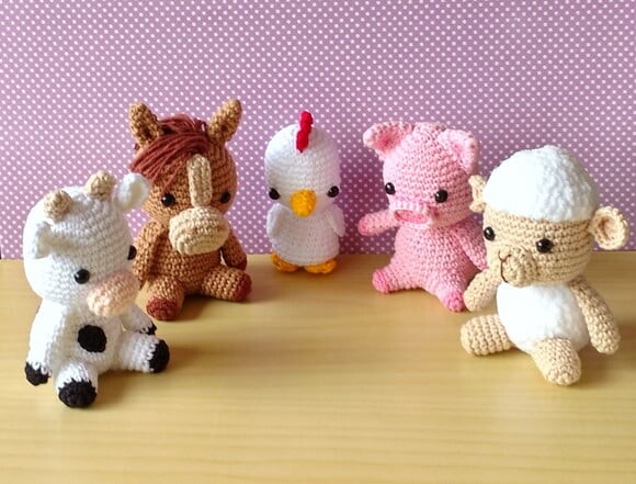Fazendinha Mini com 5 Amigurumi