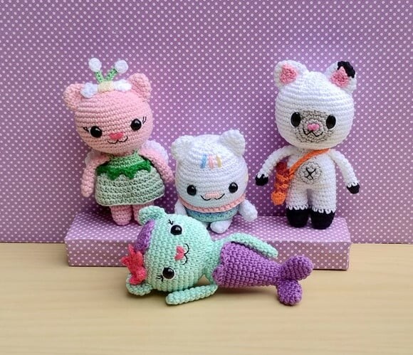Kit a Casa Mágica da Gabby com 5 Personagens Amigurumi