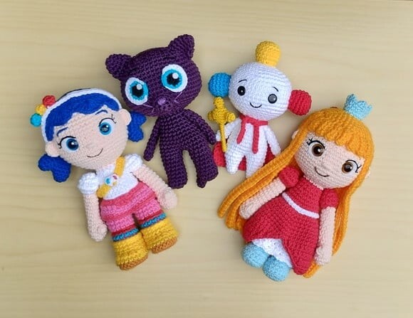 Kit Vera e o Reino Arco-íris 5 Personagens Amigurumi