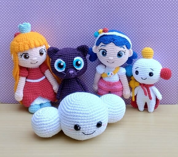 Kit Vera e o Reino Arco-íris 5 Personagens Amigurumi