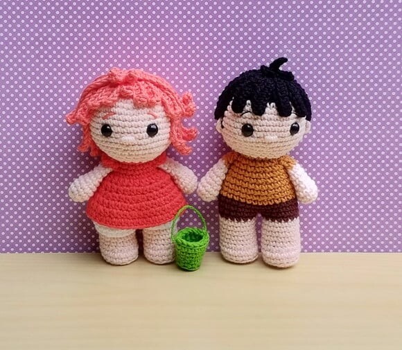 Ponyo e Sosuke Amigurumi