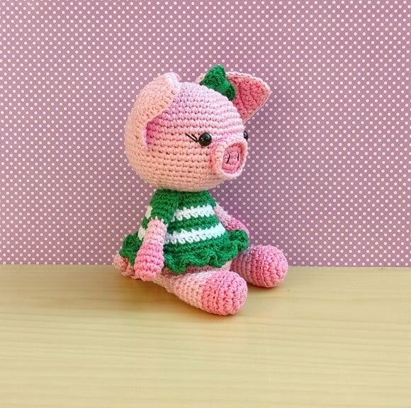 Porquinha Duda palmeirense Amigurumi