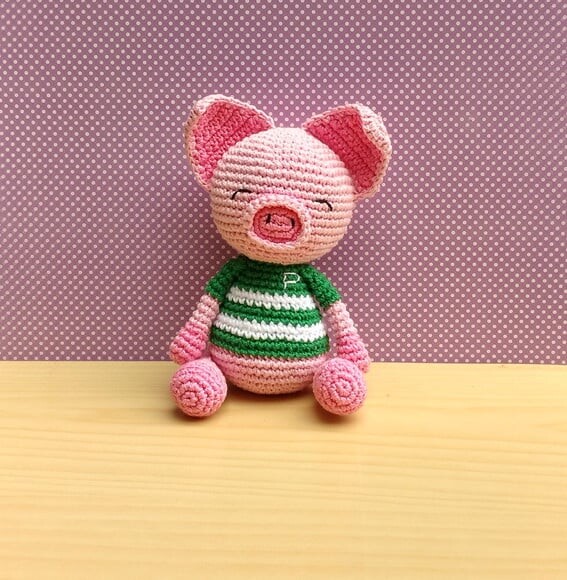 Porquinho Peppo palmeirense Amigurumi