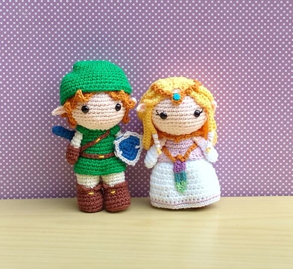Princesa Zelda e Link (A Lenda de Zelda) Amigurumi