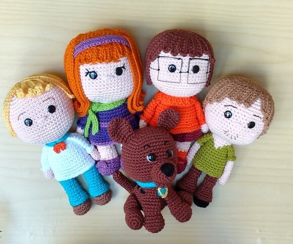 Scooby-doo, Salsicha, Velma, Daphne e Fred Amigurumi