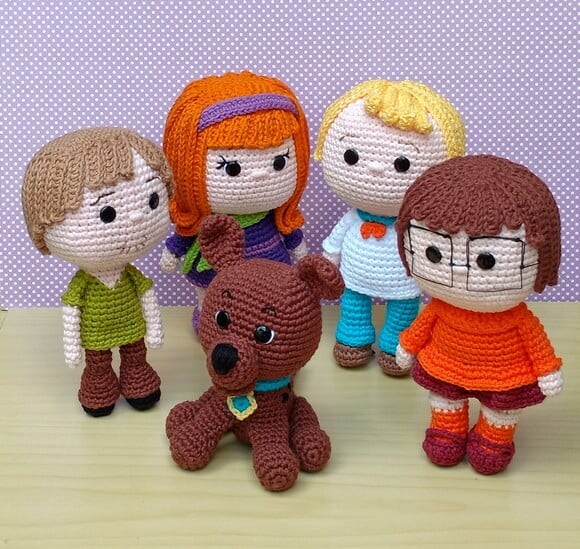 Scooby-doo, Salsicha, Velma, Daphne e Fred Amigurumi