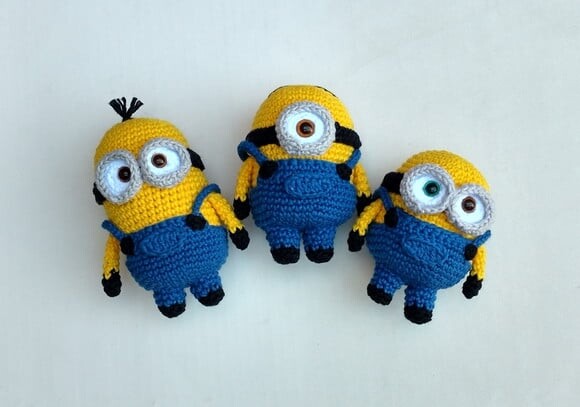 Trio Minions - Bob, Stuart e Kevin Amigurumi