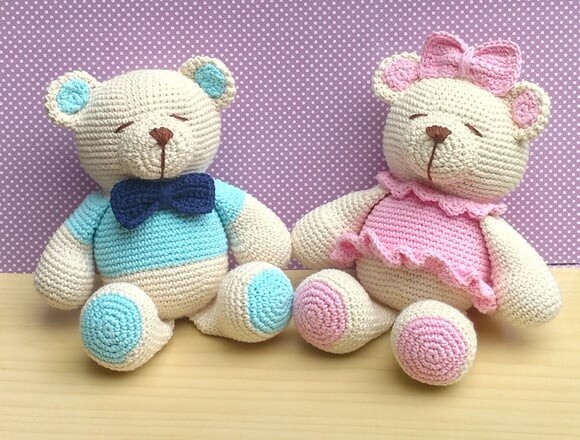 Ursa Charlote e Urso Tommy Amigurumi