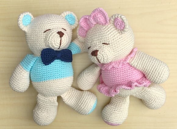 Ursa Charlote e Urso Tommy Amigurumi