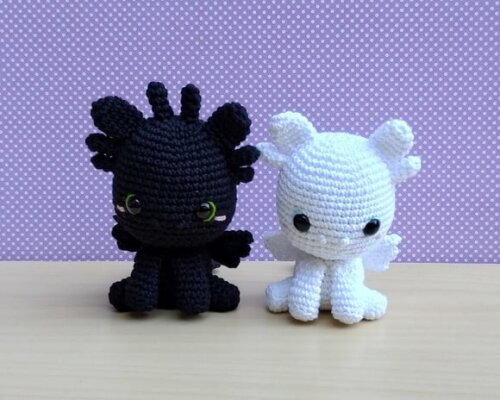 Banguela e Fúria da Luz Amigurumi - Como Treinar Seu Dragão
