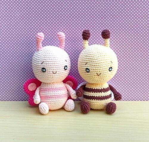 Borboleta Bia e Abelha Mia Amigurumi - Jardim encantado