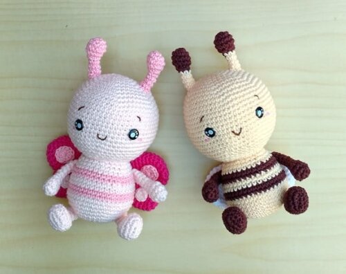 Borboleta Bia e Abelha Mia Amigurumi - Jardim encantado
