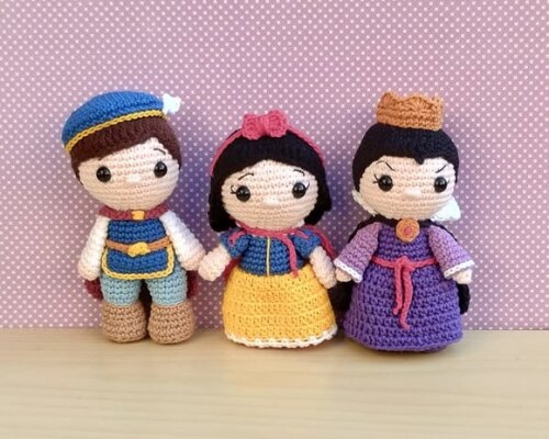 Branca de Neve, Príncipe Fernando e Rainha Má Amigurumi