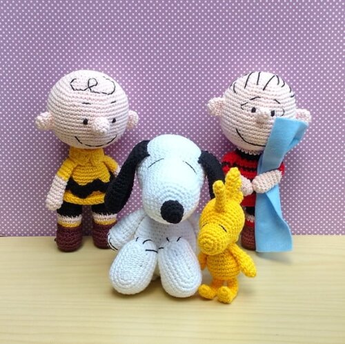 Charlie Brown, Linus, Snoopy e Woodstock Amigurumi