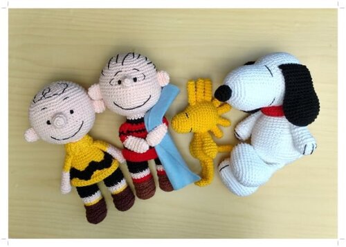 Charlie Brown, Linus, Snoopy e Woodstock Amigurumi