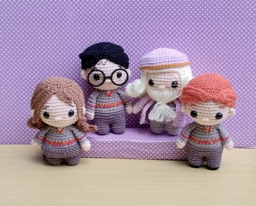Coleção Harry Potter com 4 Personagens Amigurumi