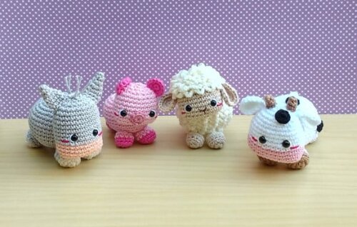 Fazendinha Pop - Burro Porco Ovelha e Vaca Amigurumi