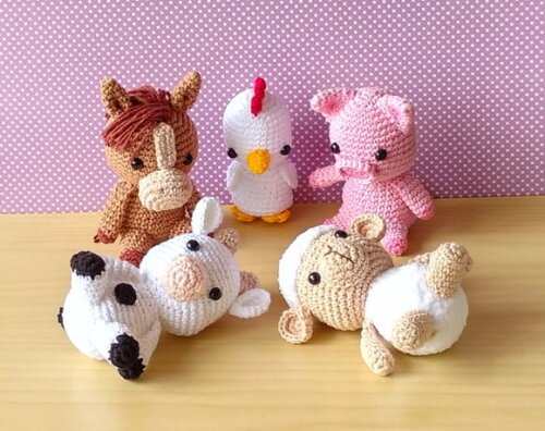 Fazendinha Mini com 5 Amigurumi