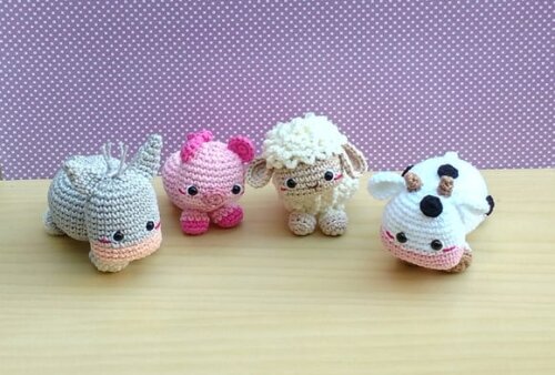 Fazendinha Pop - Burro Porco Ovelha e Vaca Amigurumi