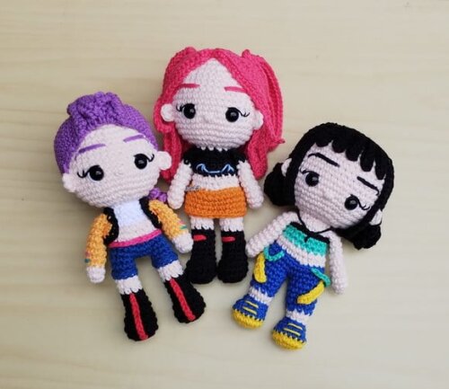Guerreiras do K-pop - Huntrix - Rumi Mira Zoey Amigurumi