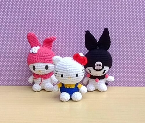 Hello Kitty, Kuromi e My Melody Amigurumi